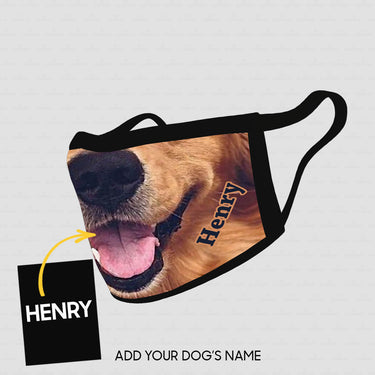 Personalized Dog Gift Idea - Dark Brown Golden Smiling Face Zoom In For Dog Lovers - Cloth Mask